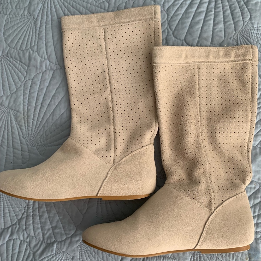 Women's Cream Knee-High Boots